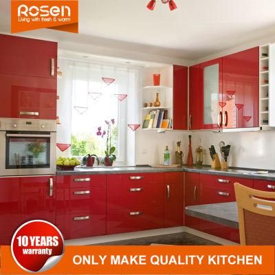 Customized Red Colors Design Acrylic Laminate Kitchen Cabinets Furniture