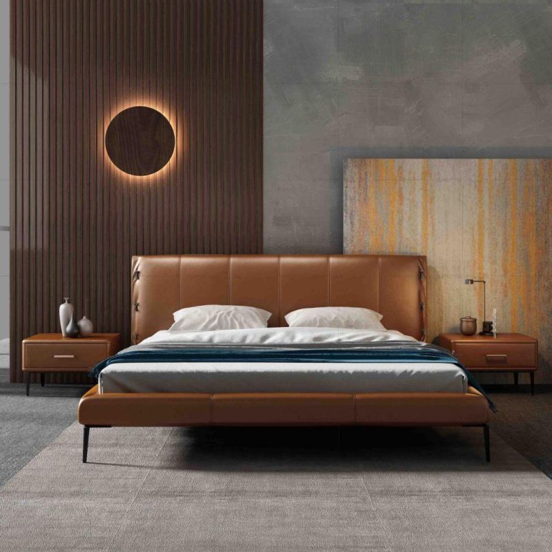 Hot Selling American Design Bedroom Furniture Beds Set Solid Wood Frame Upholstered King Bed Gc1705