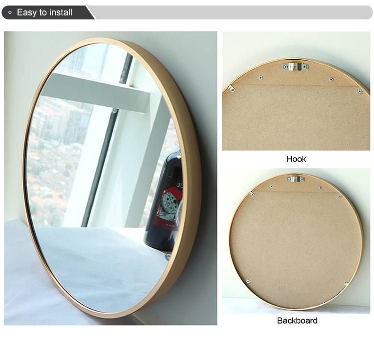 Factory Price 28 in X 28 in Matt Black Round Aluminum Alloy Framed Bathroom Vanity Mirror