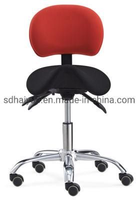 Adjustable Height Ergonomic Saddle Seat Rolling Dental Stool with Adjustable Back &amp; Tilt Seat