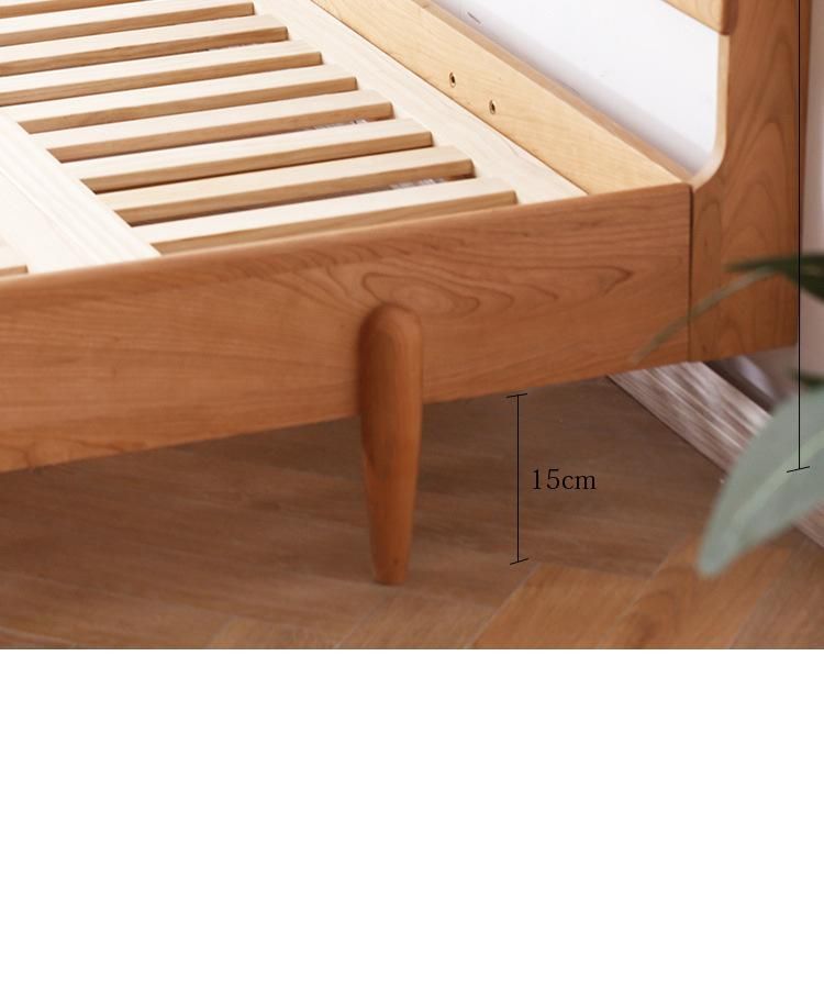 Nordic Solid Wood Double Bed 1.51.8 Meters Cherry Wood Bed Simple Modern Small Apartment Bedroom Solid Wood Bed