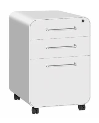 Modern Simple and Practical Office 3 Drawer Metal Arc Frame Mobile Cabinet