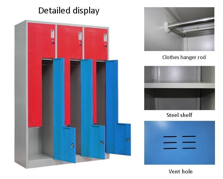 Changing Room Z Shape Metal Clothes Gym Lockers Modern Style Factory Direct Sales