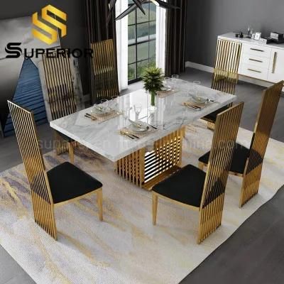 China Factory Price Stainless Steel Gold Dining Chair and Table