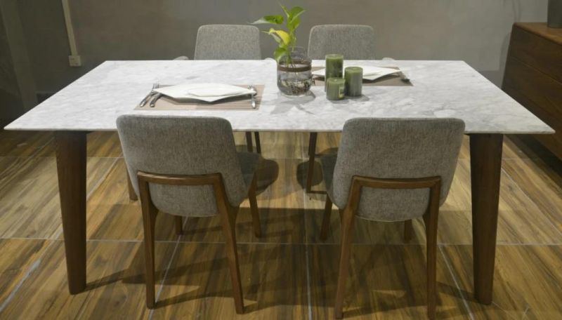 Italian Design Dining Room Furniture Natural Marble Dining Table and Chairs Set