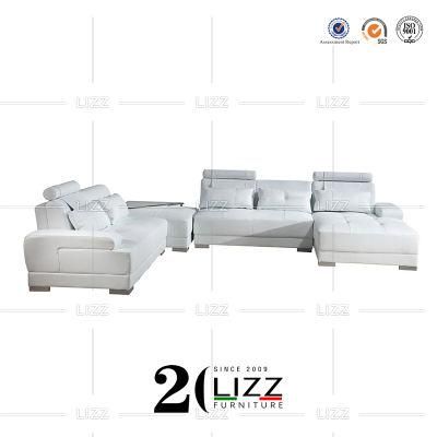 UK Hot Selling Wholesale Price Luxury Wood Living Room Furniture Modern Sectional Leather White Sofa