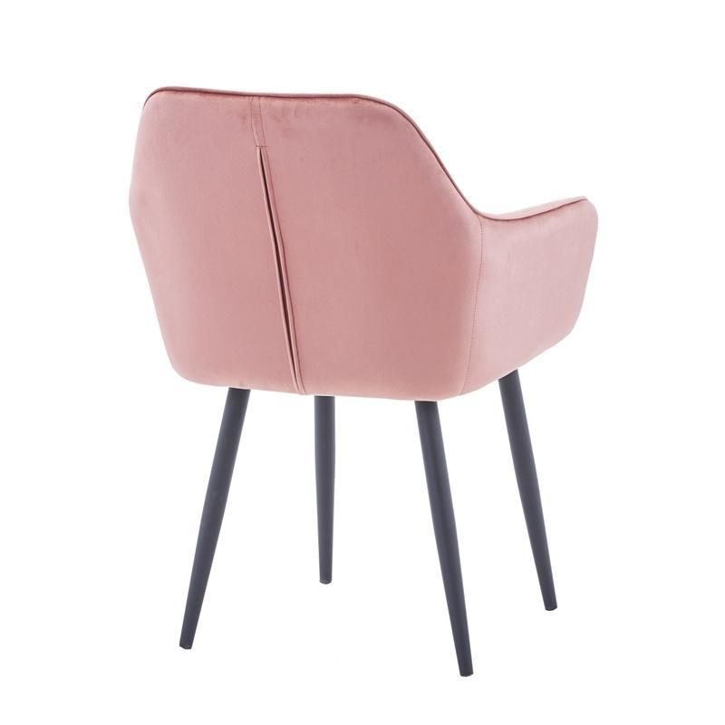 Luxury Metal Tube Legs Pattern Back Fabric Seat Dining Chair