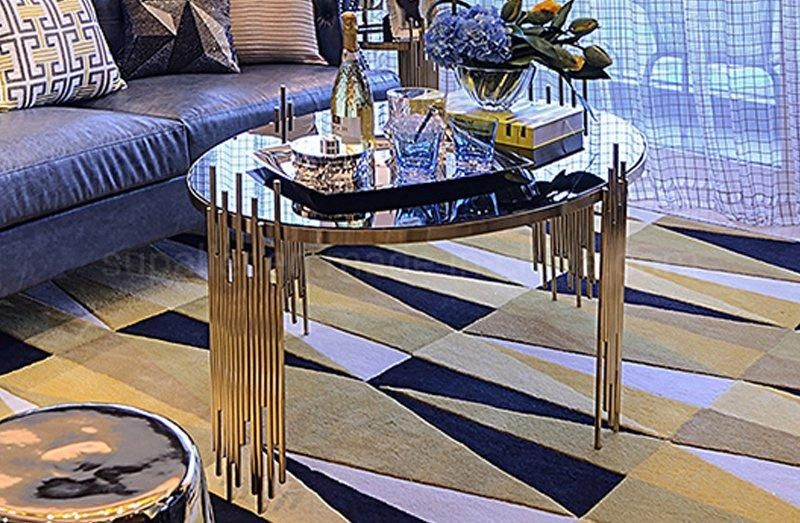 Luxury Gold Stainless Steel Oval Coffee Table for Hotel