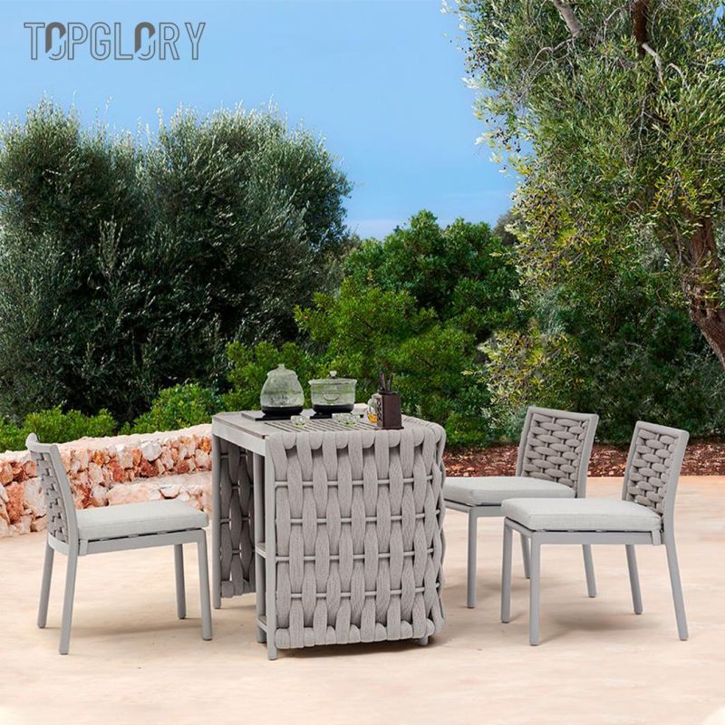 Modern Design Outdoor Patio Garden Furniture Aluminum Tube Rope Weave Table and Chair