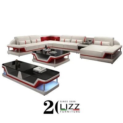 Modern European Style Living Room Furniture Top Grain Genuine Leather Sectional Sofa