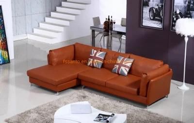 Modern European Style L Shape Top Grain Leather Living Room Home Furniture Leisure Sectional Sofa Set