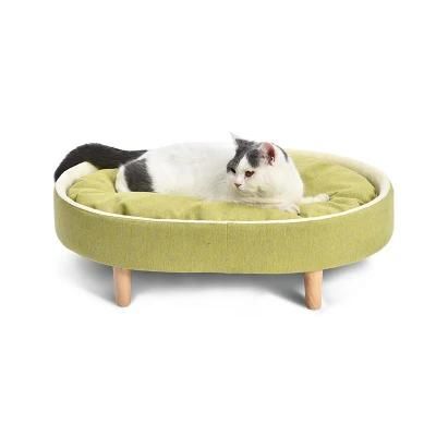 Home Modern Freshness Pet Kitty Sofa Bed Wood Fabric Multifunctional Cat Floor Furniture