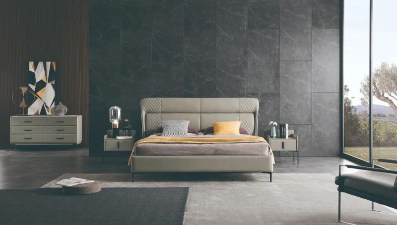 Gainsivlle Italy Modern King Size Home Leather Wall Bed in Bedroom Furniture