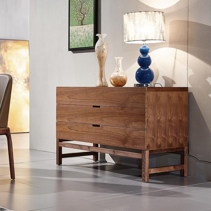 Modern Home Living Room Furniture Veneer Wooden Side Cabinet with Drawer Storage