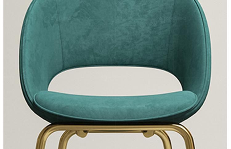Modern Golden Stainless Steel Leg Green Velvet Leather Dining Chair