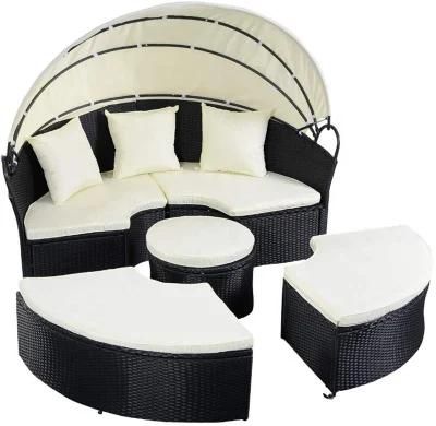 Outdoor and Indoor Furniture Garden Modern Rattan Sun Bed with Canopy RF600