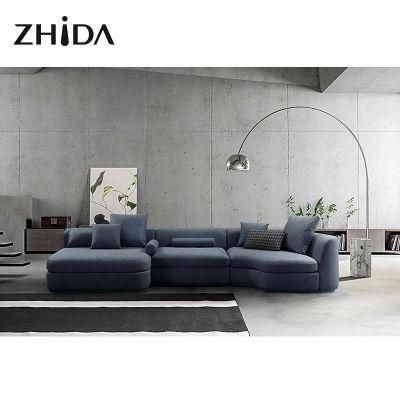 Zhida Italian Style Home Furniture Supplier Villa Living Room Set Modern Fabric L Shape Sectional Sofa Couch for Hotel Lobby Furniture
