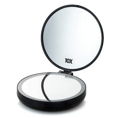Double Sides Round Pocket Ring Lights LED Mini Compact Mirror