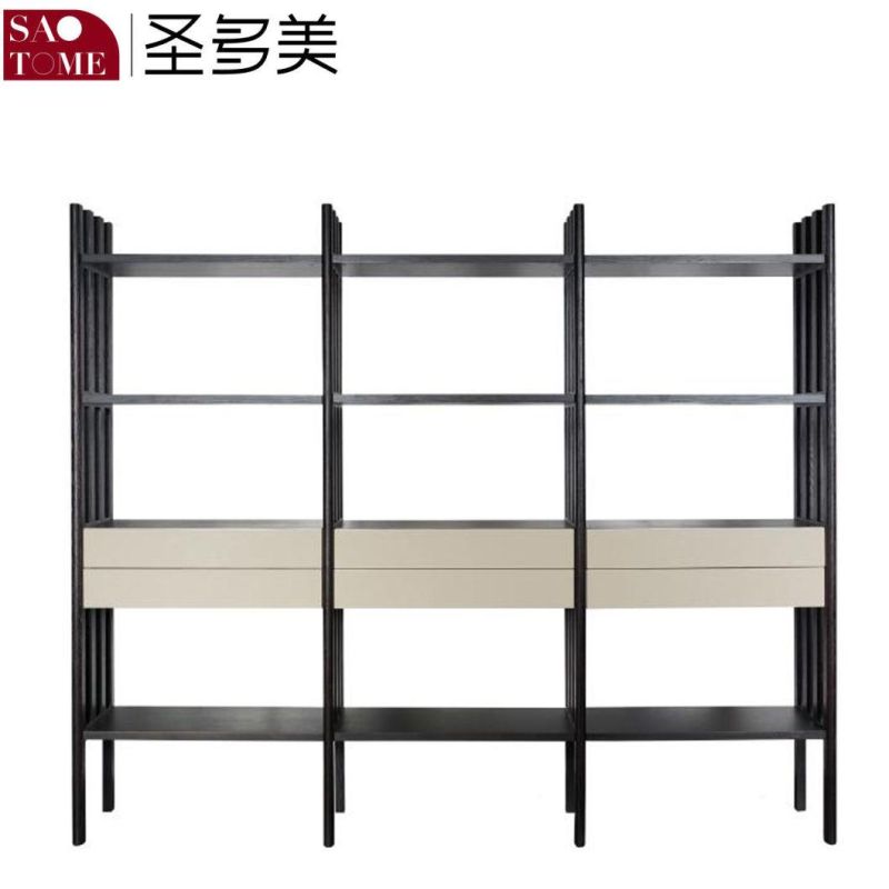 Stainless Steel Black Glass Bookshelf in Living Room and Study