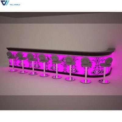 LED L Shaped Cafe Modern Design Small Bar Counter