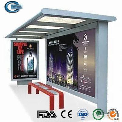 Huasheng Prefabricated Bus Shelter China Bus Station Advertising Shelter Supplier Modern Prefabricated Carving Metal Bus Stop Station Shelters