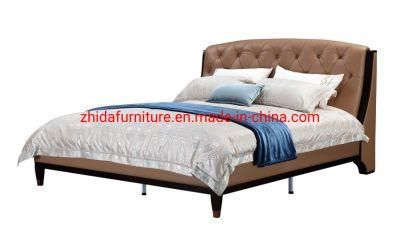 Home Use Genuine Leather Bedroom Furniture Hotel Home Queen Bed