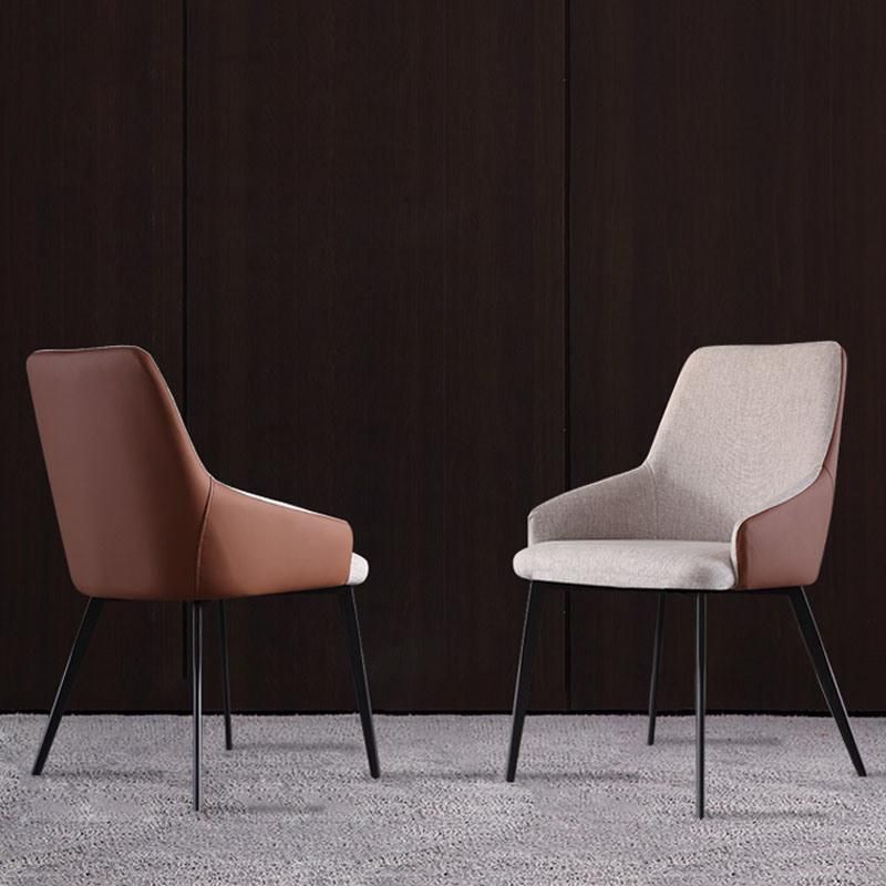 Modern Home Furniture Set Mat Metal Leather Dining Chairs