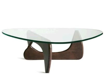 Glass Noguchi Coffee Table with Wood Leg