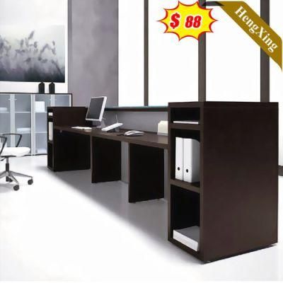 Cheap Price Dark Log Color Office Furniture Square Reception Table with Storage Cabinet