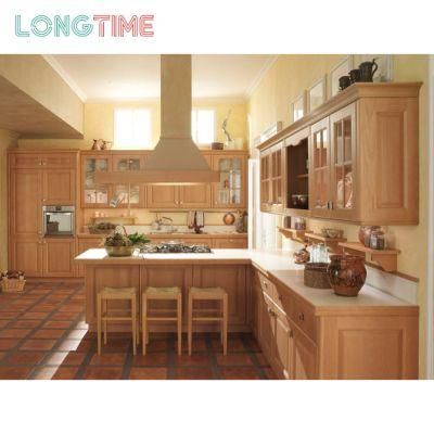 American Standard PVC Membrane Wood Kitchen Cabinet with Island Flat Pack Kitchen Cupboards