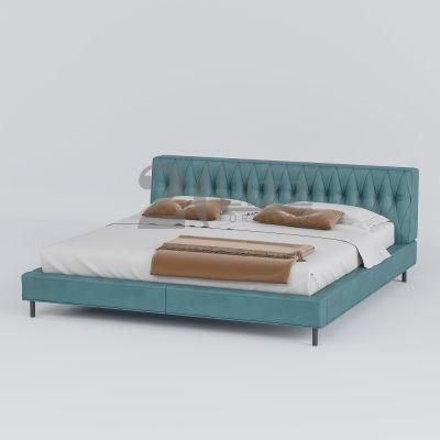 High End Modern Simple Fabric Bedroom Furniture Set Luxury Vilia Master Double Bed for Home Hotel
