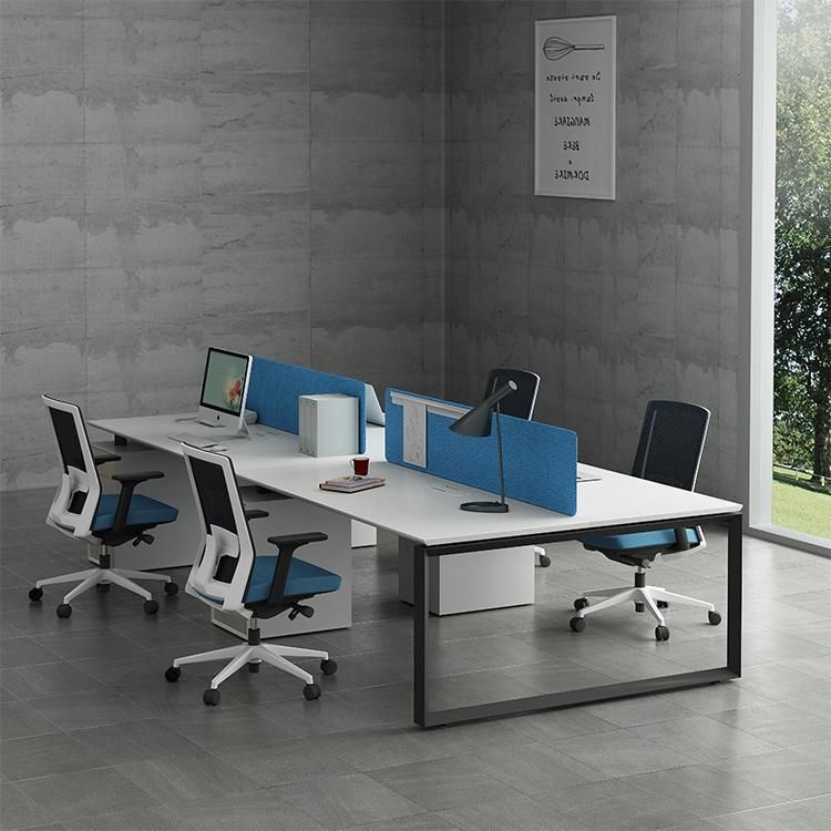 4 Persons Modern Office Wooden Furniture Staff Work Table Desk