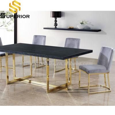 Low Back Stainless Steel Gold Dining Chair with Table Sets
