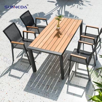 Hotel Outdoor Teak Wood Table Garden Dining Table Set Patio Furniture