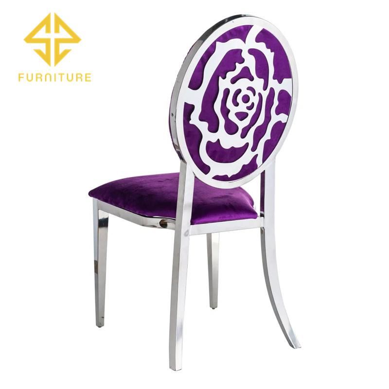 Luxury Flower Shape Frame Back Stainless Steel Wedding Dining Chair for Sale