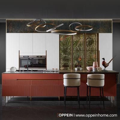 Modern Design Lacquer Finish Custom Made Kitchen Cabinets with Large Island