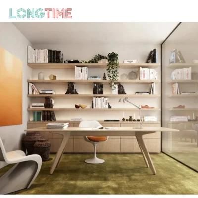 Customized Simple Style Wooden Computer Desk Laptop Table Study Table with Bookcase
