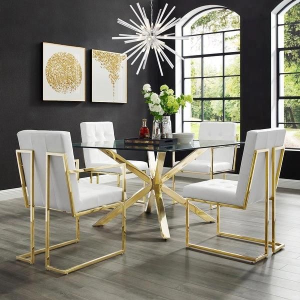 Square Glass Dining Table with Chairs in Furniture for 4 People