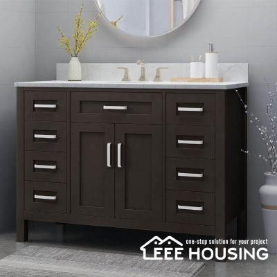 China Factory Directly Popular Modern Solid Wood Shaker Style Floor Mounted Bathroom Vanity Made in China