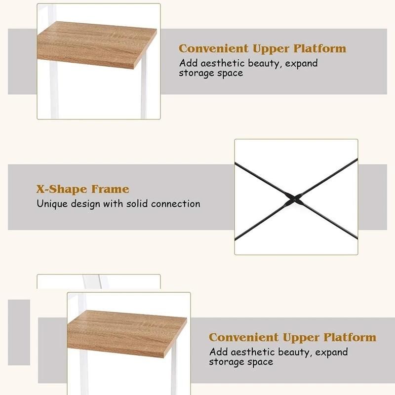 4 Tier Shelves Compact Workstation Computer Desk with X-Shaped Metal Frame & Adjustable Foot Pads