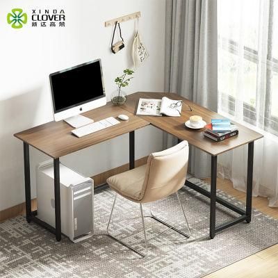 Modern Computer Desk L Shaped Study Office Furniture Wood Officetable Tube Computer Table