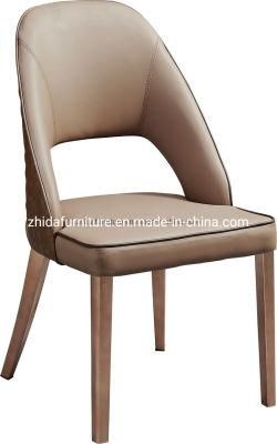 Hotel Restaurant Furniture Metal Leg Coffee Dining Chair with Leather Fabric