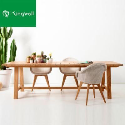 Modern New Design Outdoor Dining Furniture Teak Table PE Rattan Weaving Chair for Dining Room
