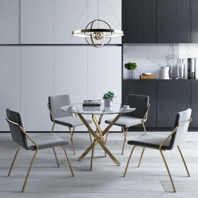 Modern Luxury Gold Stainless Steel Base Table Frame Marble Top 6 Chairs for Dining Room Dining Tables