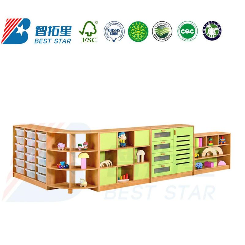 Children Toy Storage Wood Cabinet Furniture, Kids Combination Cabinet Furniture, Preschool Daycare Furniture, Beech Wood Furniture, Baby Home Furniture