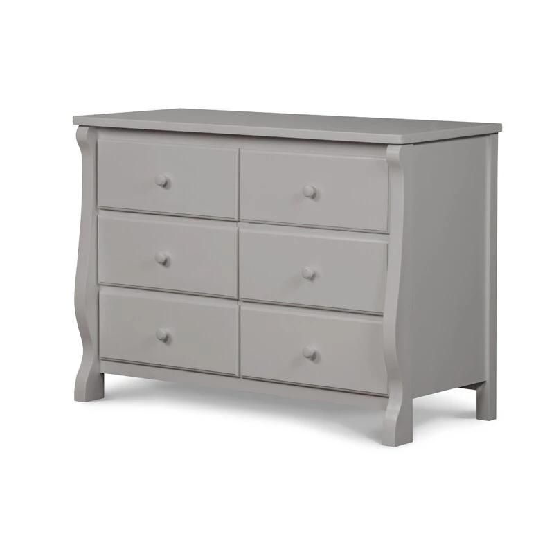 Classic Furniture Coffee Table Wooden Cabinet Grey 6 Drawer Double Dresser Sideboard for Bedroom