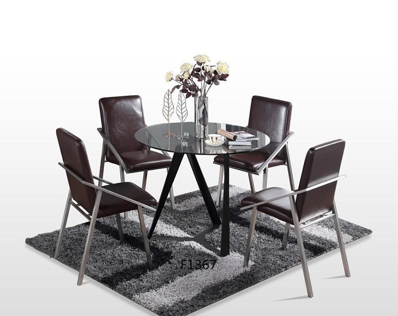 High Quality Home Furniture Modern Round Dining Table with Marble and Metal Base