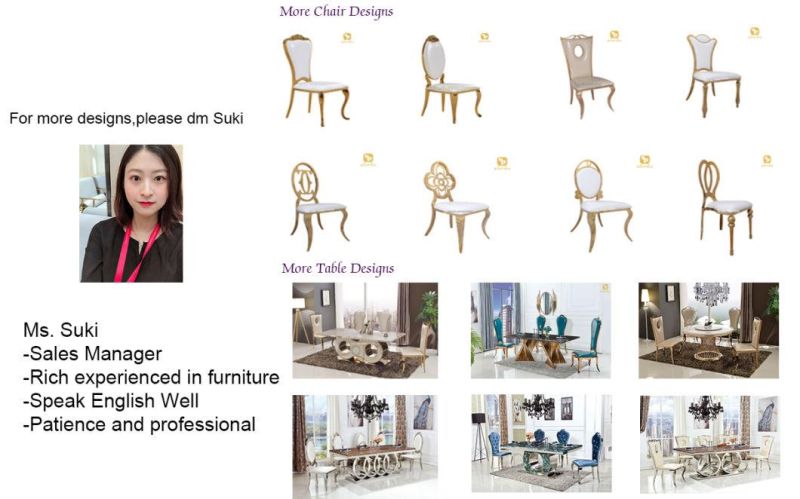 Luxury Modern Titanium Gold Plated Stainless Steel Dining Chair for Wedding and Event