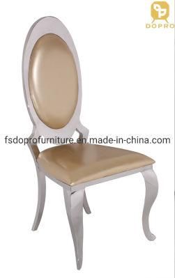 Rental Fancy Gold Stainless Steel Wedding Chair for Restaurant and Banquet with Oval Back