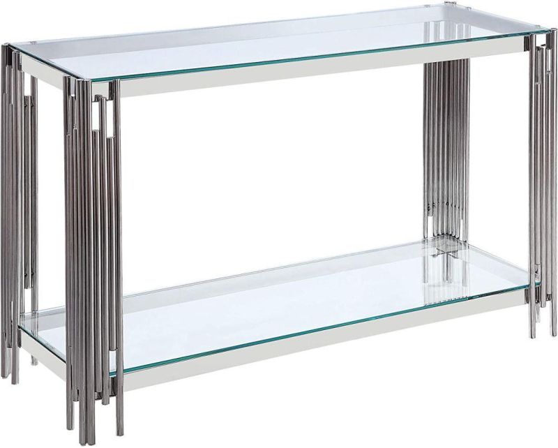 Tempered Glass Stainless Steel Frame Side Table Hallway Table